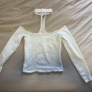 White Off-Shoulder Long Sleeve Top